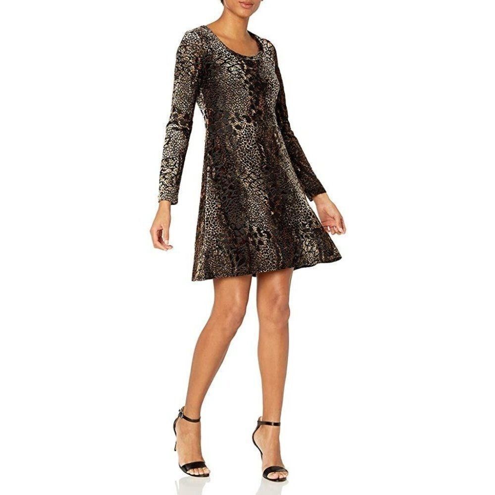 Karen Kane Velvet Burnout Dress XS Brown